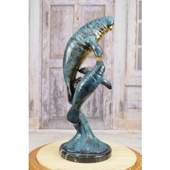 Krowa Morska Manatee - Syrena Morska Figura z Brązu Złoconego Rzeźba