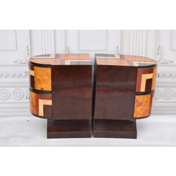 Stoliki Nocne Art Deco - Szafki Szafy KOMODY Gięte Drewno - Czeczot 2SZT