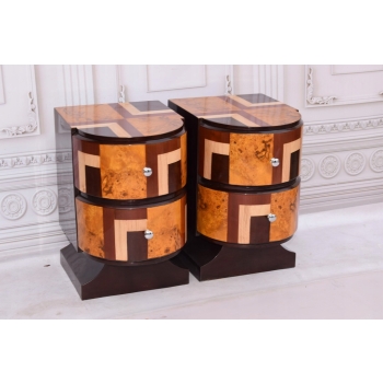 Stoliki Nocne Art Deco - Szafki Szafy KOMODY Gięte Drewno - Czeczot 2SZT