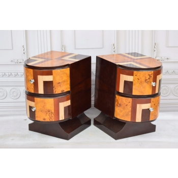 Stoliki Nocne Art Deco - Szafki Szafy KOMODY Gięte Drewno - Czeczot 2SZT