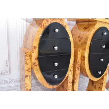 Dwa Nakastliki Stoliki Szafki Nocne Art Deco - 3 Szuflady KOMPLET 115CM