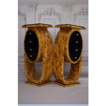 Dwa Nakastliki Stoliki Szafki Nocne Art Deco - 3 Szuflady KOMPLET 115CM