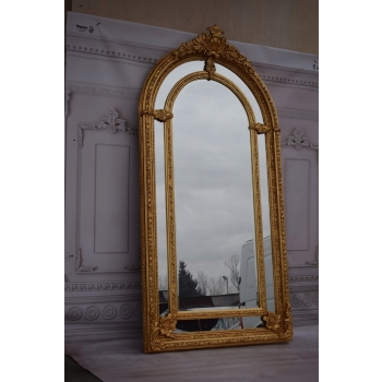 Pałacowe Ogromne Złote Lustro Owalne z Francji - Owal Piękna Rama - 222cm