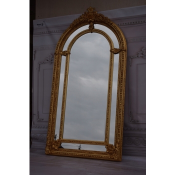 Pałacowe Ogromne Złote Lustro Owalne z Francji - Owal Piękna Rama - 222cm