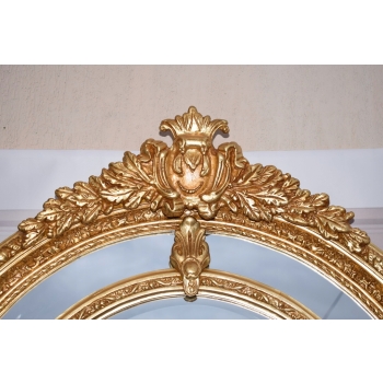 Pałacowe Ogromne Złote Lustro Owalne z Francji - Owal Piękna Rama - 222cm