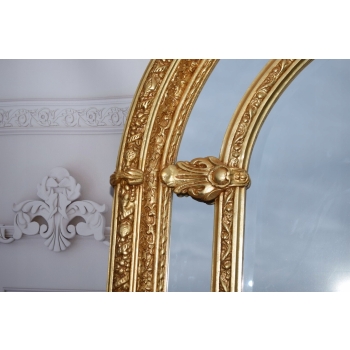 Pałacowe Ogromne Złote Lustro Owalne z Francji - Owal Piękna Rama - 222cm