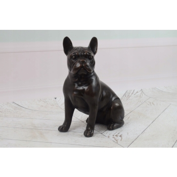 Siedzący Buldog Francuski - Figura Rzeźba z Brązu