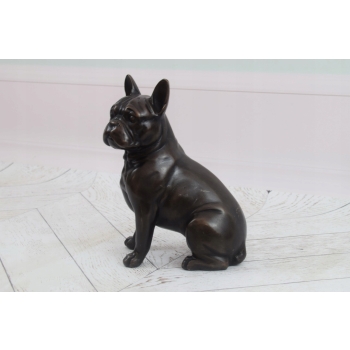 Siedzący Buldog Francuski - Figura Rzeźba z Brązu