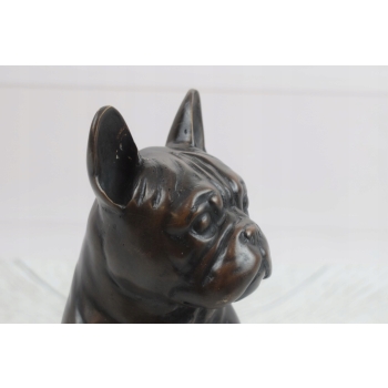 Siedzący Buldog Francuski - Figura Rzeźba z Brązu