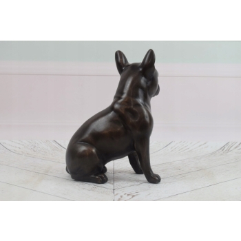 Siedzący Buldog Francuski - Figura Rzeźba z Brązu