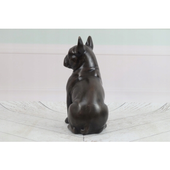 Siedzący Buldog Francuski - Figura Rzeźba z Brązu