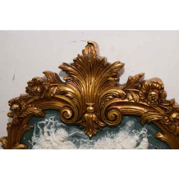 Pałacowe Złote Lustro z Francji - Amory Anioły + Relief 153 x 67 cm