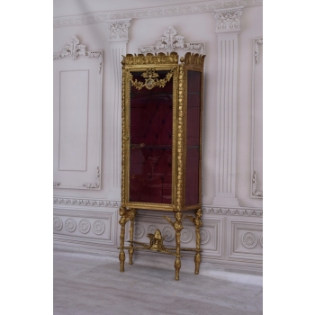 Witryna EMPIRE Gablotka Cała z Brązu Złoconego + Medalion, Marmur BRĄZ