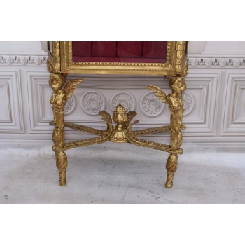 Witryna EMPIRE Gablotka Cała z Brązu Złoconego + Medalion, Marmur BRĄZ