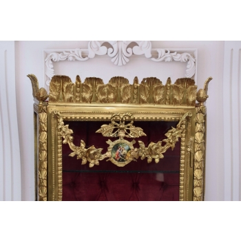 Witryna EMPIRE Gablotka Cała z Brązu Złoconego + Medalion, Marmur BRĄZ