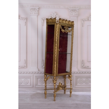 Witryna EMPIRE Gablotka Cała z Brązu Złoconego + Medalion, Marmur BRĄZ