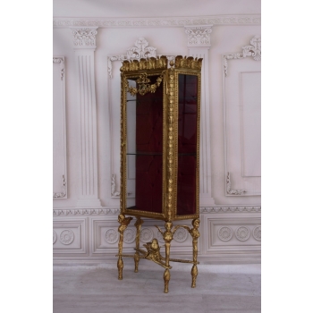 Witryna EMPIRE Gablotka Cała z Brązu Złoconego + Medalion, Marmur BRĄZ