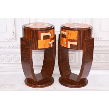 Stoliki Nocne Art Deco - Szafki Szafy Nakastliki Gięte Drewno - Czeczot
