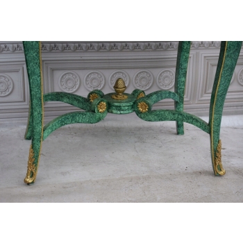 Malachitowa Witryna Okuta Brązem + Medalion Porcelana - Gablota - Serwantka