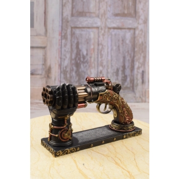 Steampunk Rewolwer 6 Lufowy - Ręka Podtrzymująca Pistolet Figurka
