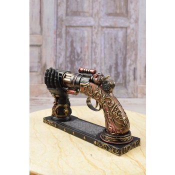 Steampunk Rewolwer 6 Lufowy - Ręka Podtrzymująca Pistolet Figurka