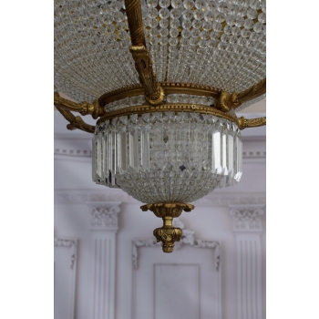 Pałacowy Żyrandol z Brązu + Kryształy 18 żarówek - Lampa Klosze 150cm