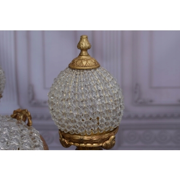 Pałacowy Żyrandol z Brązu + Kryształy 18 żarówek - Lampa Klosze 150cm