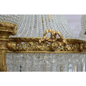 Pałacowy Żyrandol z Brązu + Kryształy 18 żarówek - Lampa Klosze 150cm