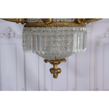 Pałacowy Żyrandol z Brązu + Kryształy 18 żarówek - Lampa Klosze 150cm