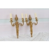 Dwa Kinkiety Świeczniki z Brązu Złoconego - Secesja 37 x 22cm KINKIET