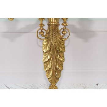 Dwa Kinkiety Świeczniki z Brązu Złoconego - Secesja 42 x 22cm KINKIET WĘŻE