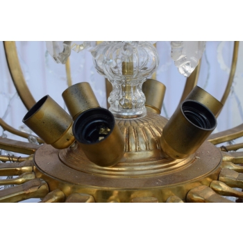 Żyrandol z Brązu - Brąz i Kryształy - Lampa Sufitowa - Rokoko 148cm GIGANT