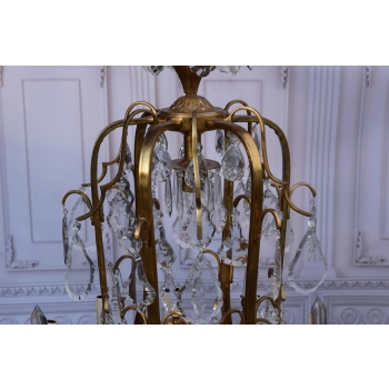 Żyrandol z Brązu - Brąz i Kryształy - Lampa Sufitowa - Rokoko 148cm GIGANT
