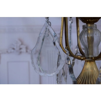 Żyrandol z Brązu - Brąz i Kryształy - Lampa Sufitowa - Rokoko 148cm GIGANT
