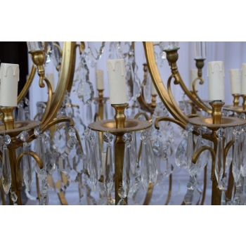 Żyrandol z Brązu - Brąz i Kryształy - Lampa Sufitowa - Rokoko 148cm GIGANT