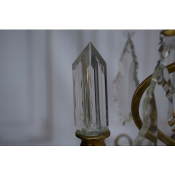 Żyrandol z Brązu - Brąz i Kryształy - Lampa Sufitowa - Rokoko 120cm GIGANT