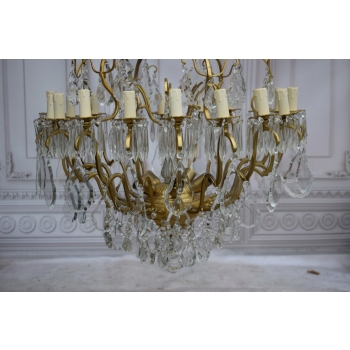 Żyrandol z Brązu - Brąz i Kryształy - Lampa Sufitowa - Rokoko 120cm GIGANT