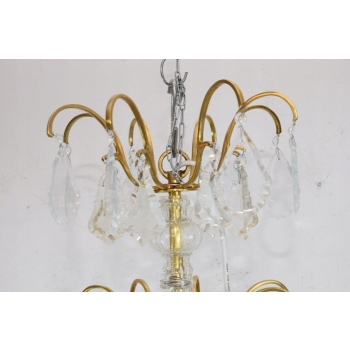 Żyrandol z Brązu - Brąz i Kryształy - Lampa Sufitowa - Barok 70cm CUDO