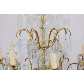 Żyrandol z Brązu - Brąz i Kryształy - Lampa Sufitowa - Barok 70cm CUDO