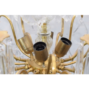 Żyrandol z Brązu - Brąz i Kryształy - Lampa Sufitowa - Barok 70cm CUDO