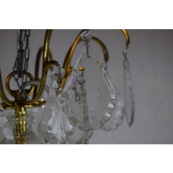 Żyrandol z Brązu - Brąz i Kryształy - Lampa Sufitowa - Barok 70cm CUDO