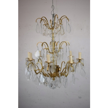 Żyrandol z Brązu - Brąz i Kryształy - Lampa Sufitowa - Barok 70cm CUDO