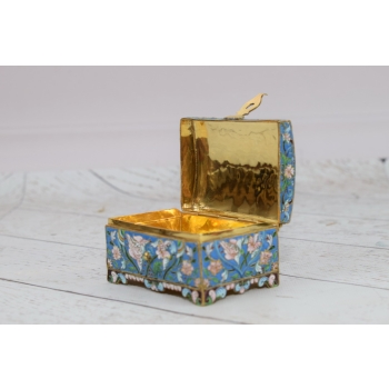 Srebrna Szkatuła Emalia Srebro 84 Rosja 165g Faberge rękodzieło unikat
