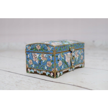 Srebrna Szkatuła Emalia Srebro 84 Rosja 165g Faberge rękodzieło unikat