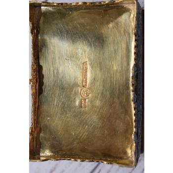 Srebrna Szkatuła Emalia Srebro 84 Rosja 165g Faberge rękodzieło unikat