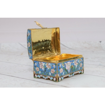 Srebrna Szkatuła Emalia Srebro 84 Rosja 165g Faberge rękodzieło unikat