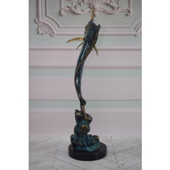 RYBA MARLIN ŻAGLICA WŁÓCZNIK - FIGURA Z BRĄZU ZŁOCONEGO - PREZENT RYBAK