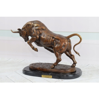 Duży Masywny Byk Bitewny - Corrida Korrida - Toro Bravo - Figura z Brązu