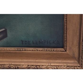 TAMARA De Łempicka - Kobieta w Bugatti - Art Deco - Stary Obraz Olejny