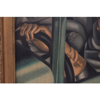 TAMARA De Łempicka - Kobieta w Bugatti - Art Deco - Stary Obraz Olejny